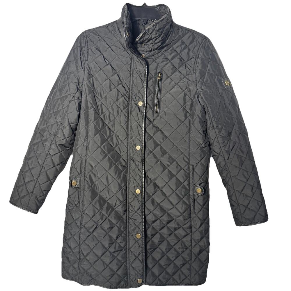 Ralph Lauren Women's Size PS Black Quilted Jacket Hidden Zipper/Button
